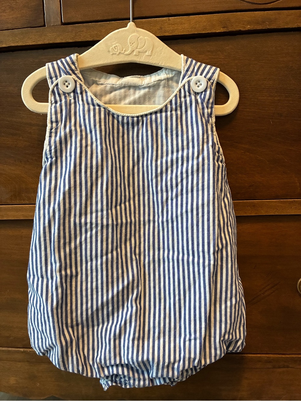 Striped Blue & White Baby Romper (bubble)